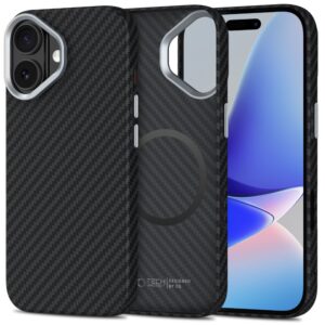 Tech-Protect Ion Carbon MagSafe case for iPhone 17 - black and silvereng