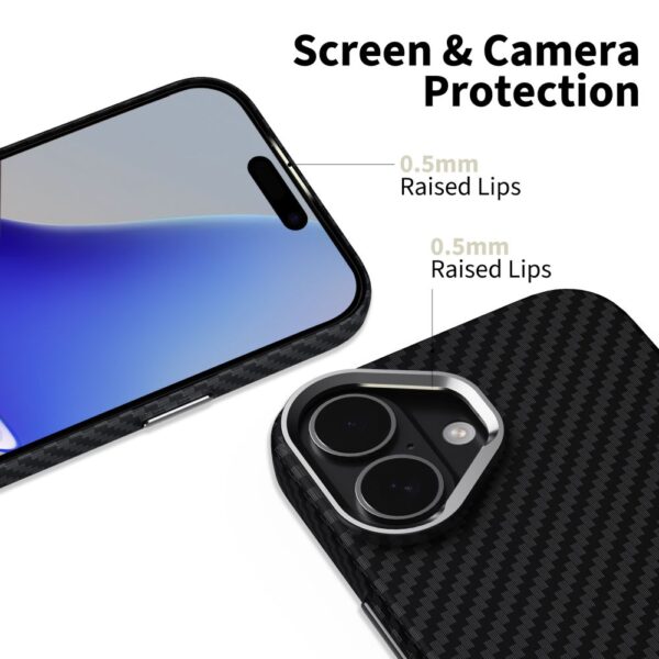 Tech-Protect Ion Carbon MagSafe case for iPhone 17 - black and silvereng