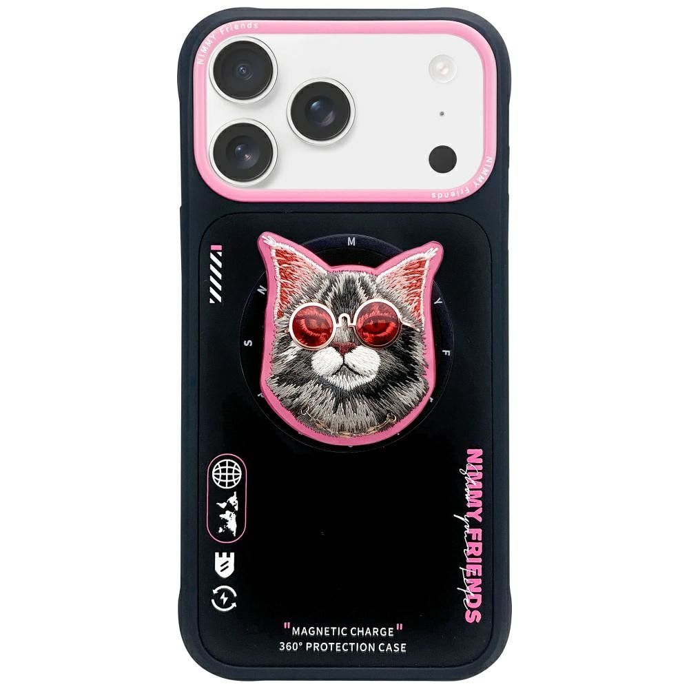 Nimmy Glasses Cool Cat MagSafe Case for iPhone 17 Pro - Black and Pinkeng