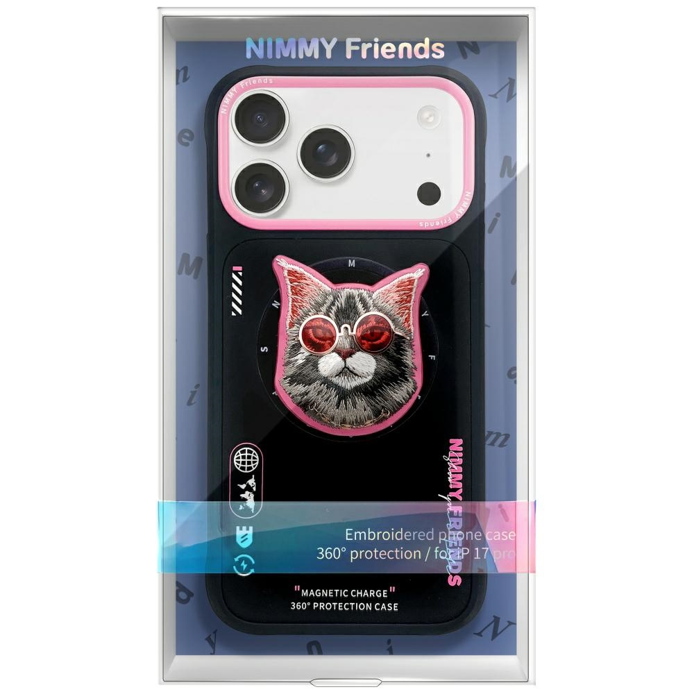 Nimmy Glasses Cool Cat MagSafe Case for iPhone 17 Pro - Black and Pinkeng