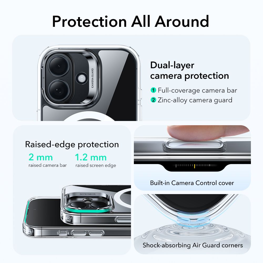 ESR Classic Hybrid Kickstand MagSafe Case for iPhone 17 - Cleareng
