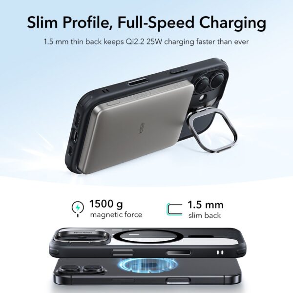 ESR Classic Hybrid Kickstand MagSafe Case for iPhone 17 - Clear Blackeng