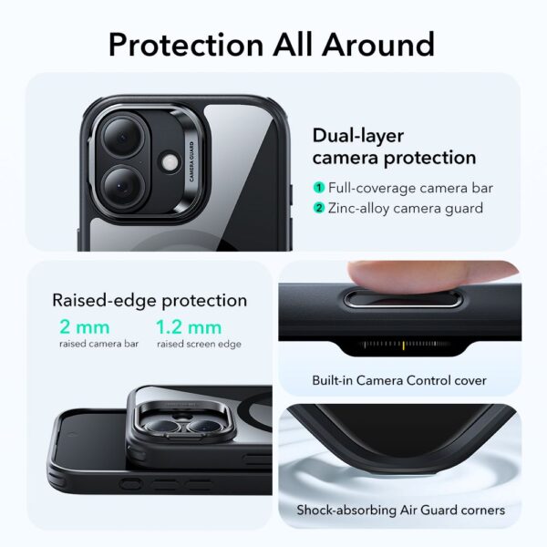 ESR Classic Hybrid Kickstand MagSafe Case for iPhone 17 - Clear Blackeng