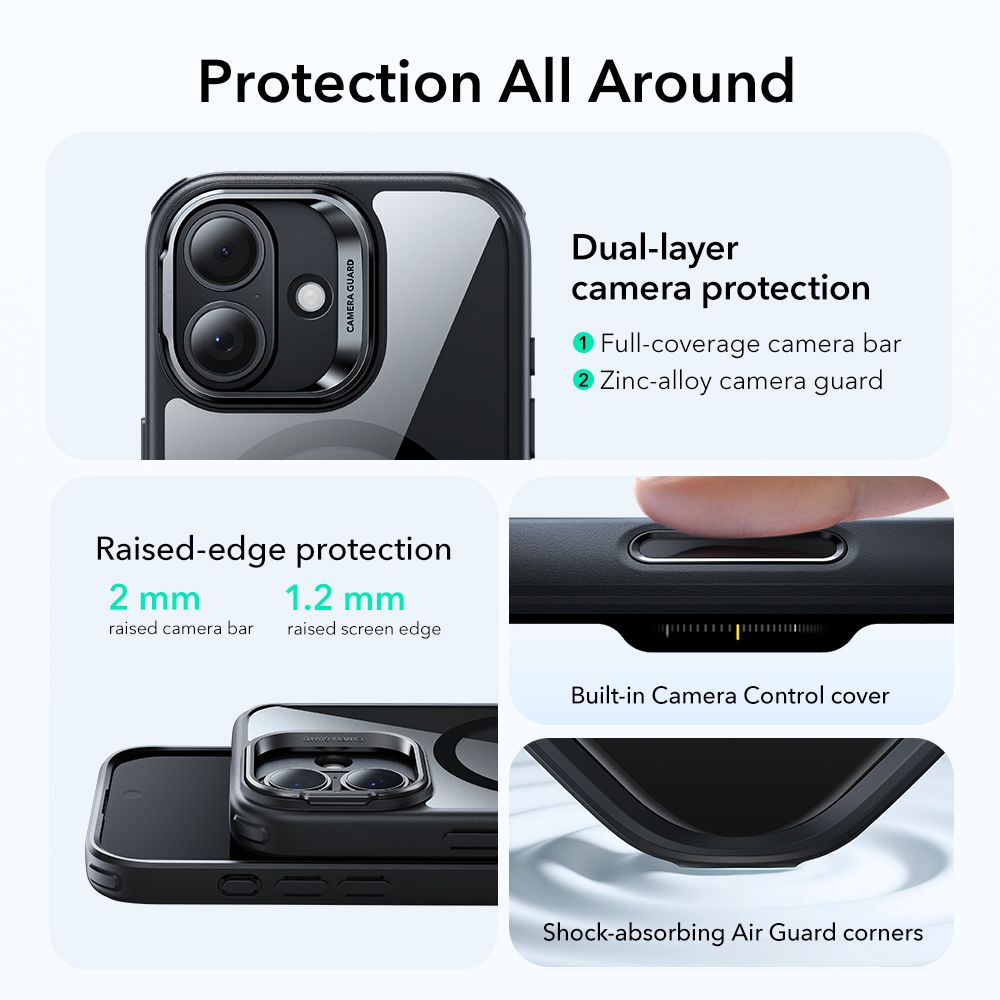 ESR Classic Hybrid Kickstand MagSafe Case for iPhone 17 - Clear Blackeng