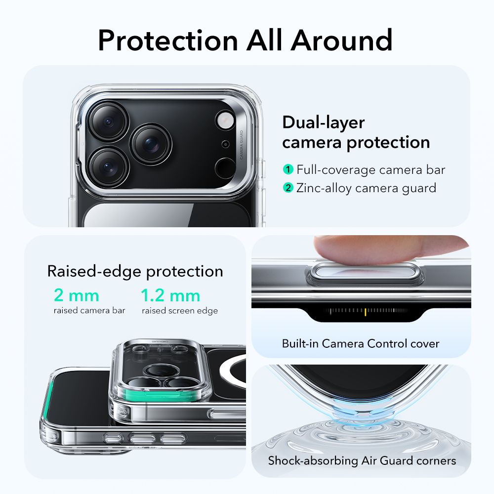 ESR Classic Hybrid Kickstand MagSafe Case for iPhone 17 Pro Max - Cleareng