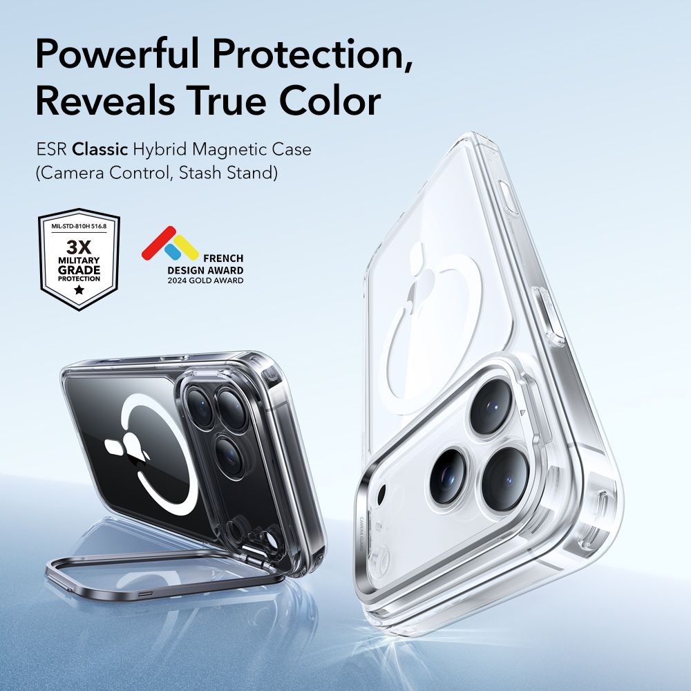 ESR Classic Hybrid Kickstand MagSafe Case for iPhone 17 Pro Max - Cleareng