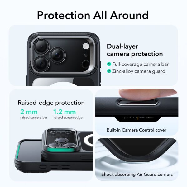ESR Classic Hybrid Kickstand MagSafe Case for iPhone 17 Pro Max - Clear Blackeng
