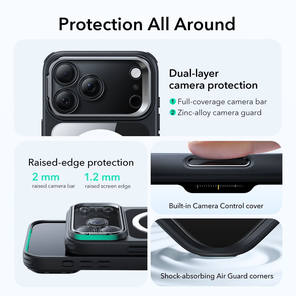 ESR Classic Hybrid Kickstand MagSafe Case for iPhone 17 Pro Max - Clear Blackeng