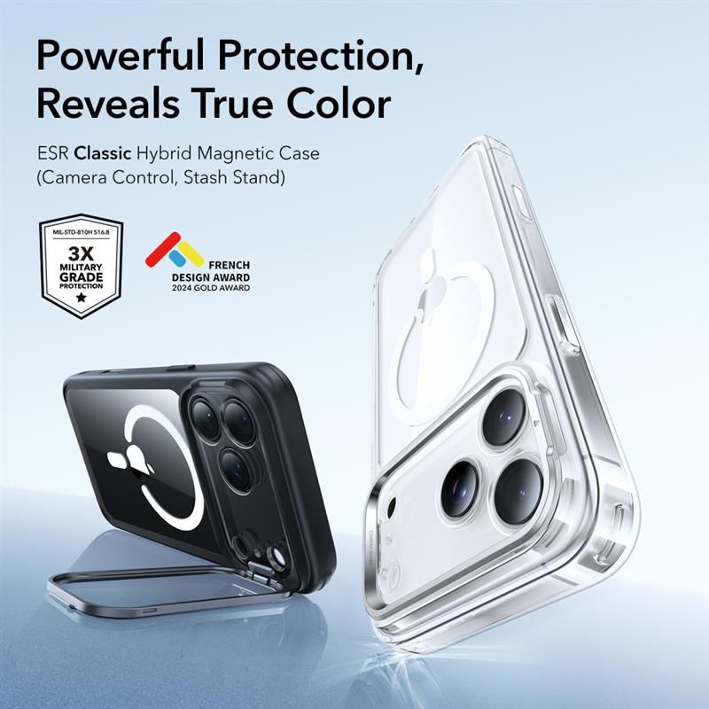 ESR Classic Hybrid Kickstand MagSafe Case for iPhone 17 Pro Max - Clear Blackeng