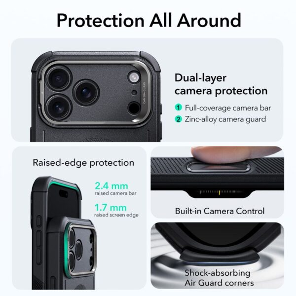 ESR Cyber ​​Kickstand MagSafe Case for iPhone 17 Pro Max - Blackeng