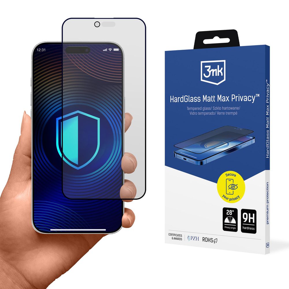 3mk Hardglass Matt Max Privacy Tempered Glass for iPhone 17 Aireng