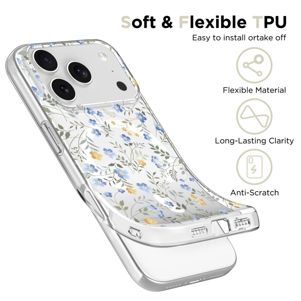 Tech-Protect FlexAir MagSafe Case for iPhone 17 Pro Max - Daisies with Leaveseng