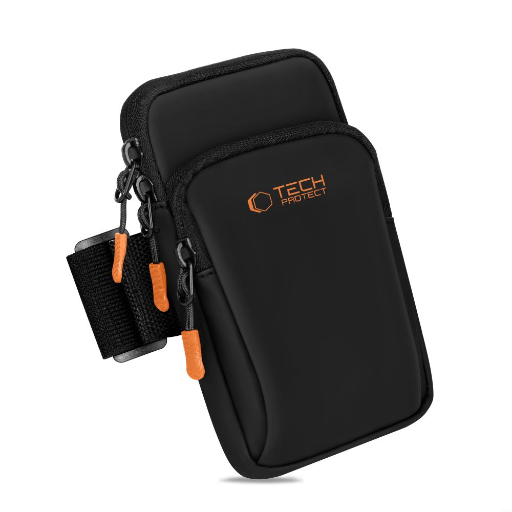 Tech-Protect M7 Universal Sport Armband Case - Black and Orangeeng