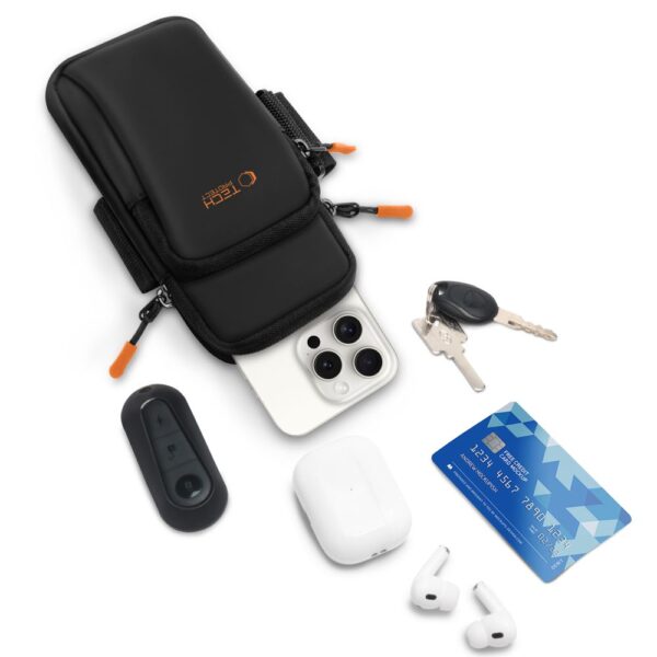 Tech-Protect M7 Universal Sport Armband Case - Black and Orangeeng
