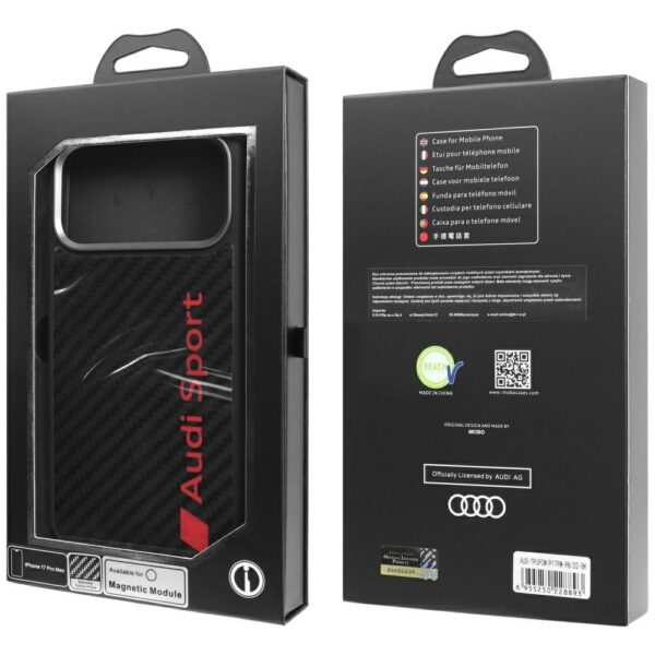 Audi R8 Carbon Fiber MagSafe Case for iPhone 17 Pro Max - Blackeng