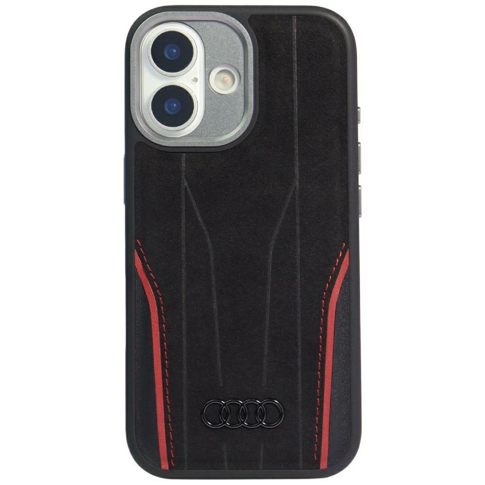 Audi R8 Genuine Leather MagSafe Case for iPhone 17 - Black and Redeng