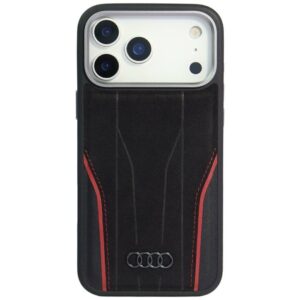 Audi R8 Genuine Leather MagSafe Case for iPhone 17 Pro - Black and Redeng