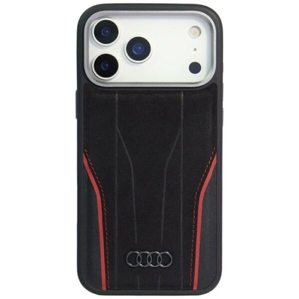 Audi R8 Genuine Leather MagSafe Case for iPhone 17 Pro - Black and Redeng