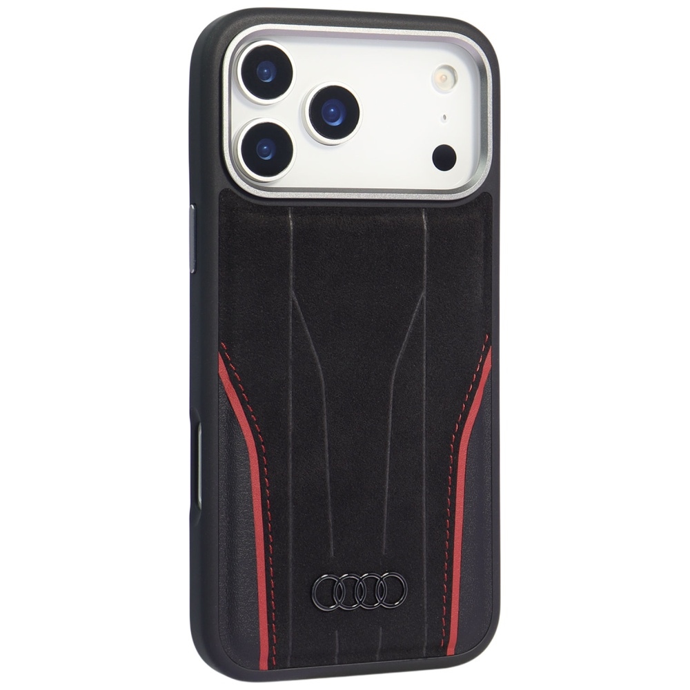 Audi R8 Genuine Leather MagSafe Case for iPhone 17 Pro - Black and Redeng
