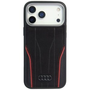 Audi R8 Genuine Leather MagSafe Case for iPhone 17 Pro Max - Black and Redeng