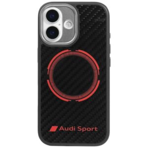 Audi RSQ Carbon Fiber Sport Red Circle MagSafe Case for iPhone 17 - Blackeng