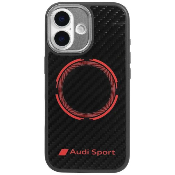 Audi RSQ Carbon Fiber Sport Red Circle MagSafe Case for iPhone 17 - Blackeng