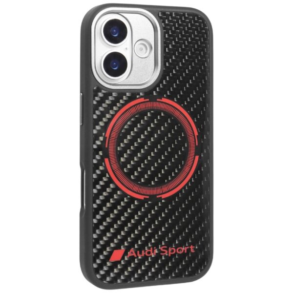 Audi RSQ Carbon Fiber Sport Red Circle MagSafe Case for iPhone 17 - Blackeng