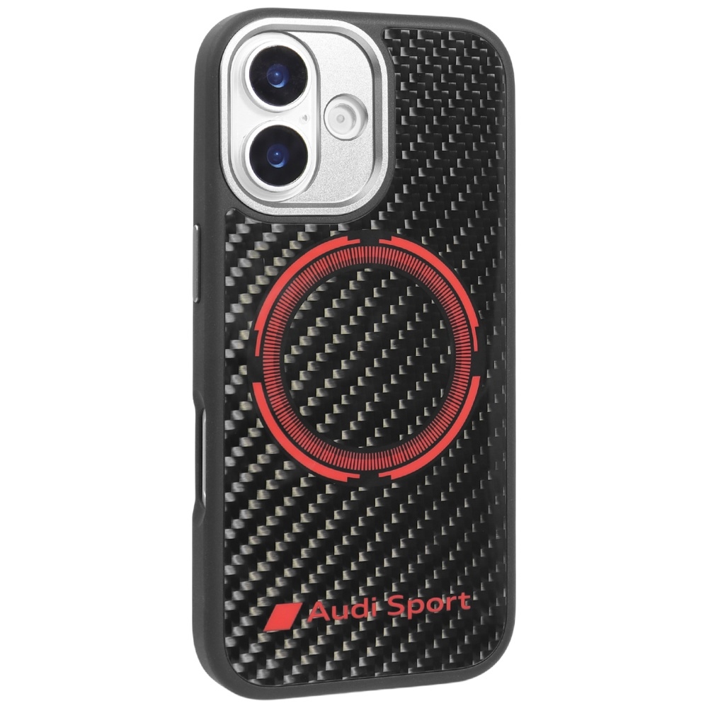 Audi RSQ Carbon Fiber Sport Red Circle MagSafe Case for iPhone 17 - Blackeng