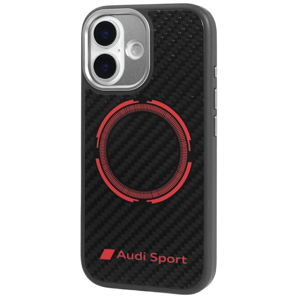 Audi RSQ Carbon Fiber Sport Red Circle MagSafe Case for iPhone 17 - Blackeng