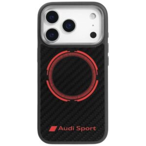 Audi RSQ Carbon Fiber Sport Red Circle MagSafe Case for iPhone 17 Pro - Blackeng