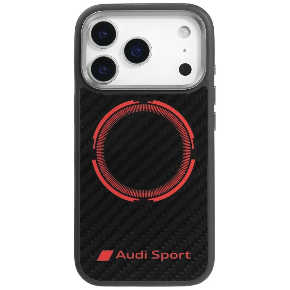 Audi RSQ Carbon Fiber Sport Red Circle MagSafe Case for iPhone 17 Pro - Blackeng