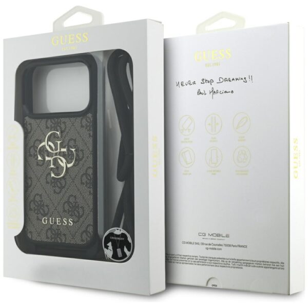 Guess 4G Big Logo Cord Stap Crossbody Case for iPhone 17 Pro - Browneng