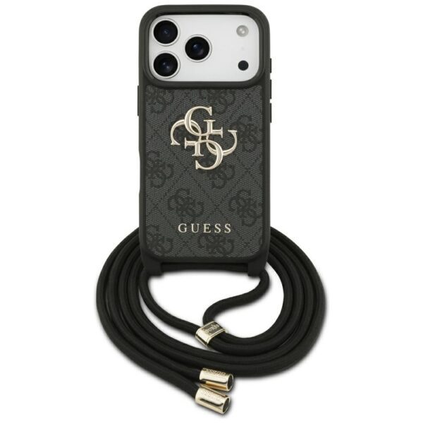 Guess 4G Big Logo Cord Stap Crossbody Case for iPhone 17 Pro - Blackeng