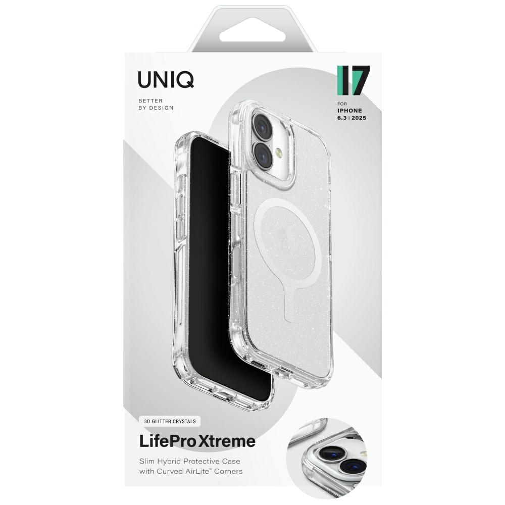 Uniq LifePro Xtreme Magclick Charging Case for iPhone 17 - Transparent-Glittereng