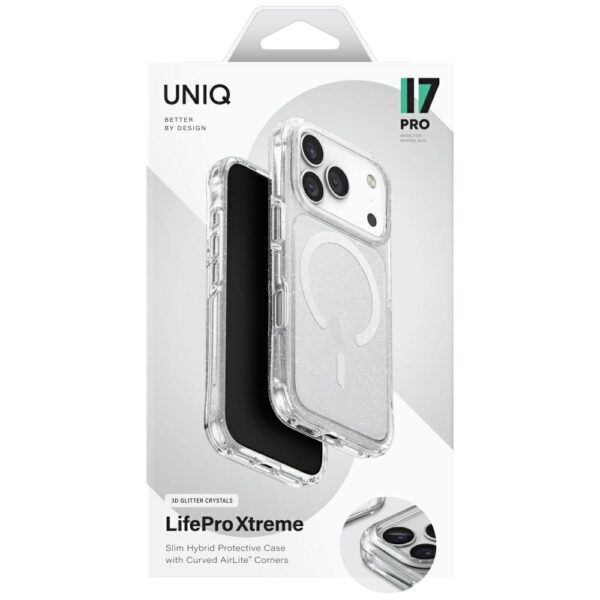 Uniq LifePro Xtreme Magclick Charging Case for iPhone 17 Pro - Clear-Glittereng