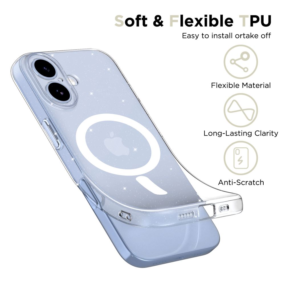 Tech-Protect FlexAir MagSafe Case for iPhone 17 - Clear Glittereng