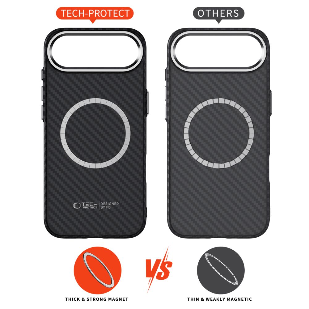 Tech-Protect Ion Carbon MagSafe Case for iPhone 17 Air - Black and Silvereng
