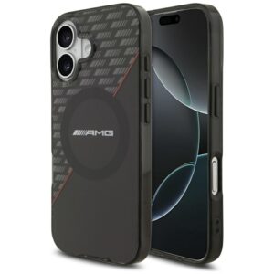 AMG Double Layer Transparent Rhombs MagSafe Case for iPhone 17 - Black and Redeng