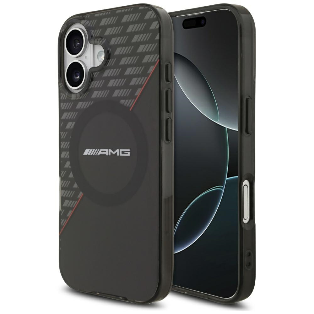 AMG Double Layer Transparent Rhombs MagSafe Case for iPhone 17 - Black and Redeng
