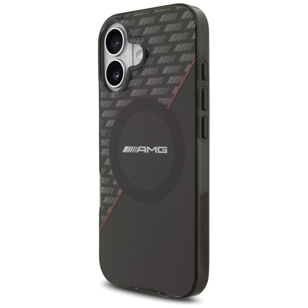 AMG Double Layer Transparent Rhombs MagSafe Case for iPhone 17 - Black and Redeng