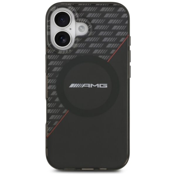 AMG Double Layer Transparent Rhombs MagSafe Case for iPhone 17 - Black and Redeng