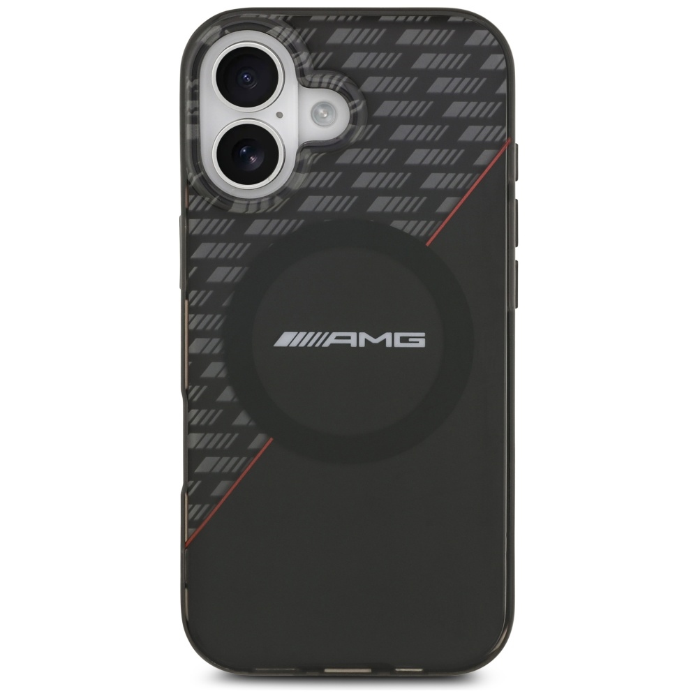 AMG Double Layer Transparent Rhombs MagSafe Case for iPhone 17 - Black and Redeng