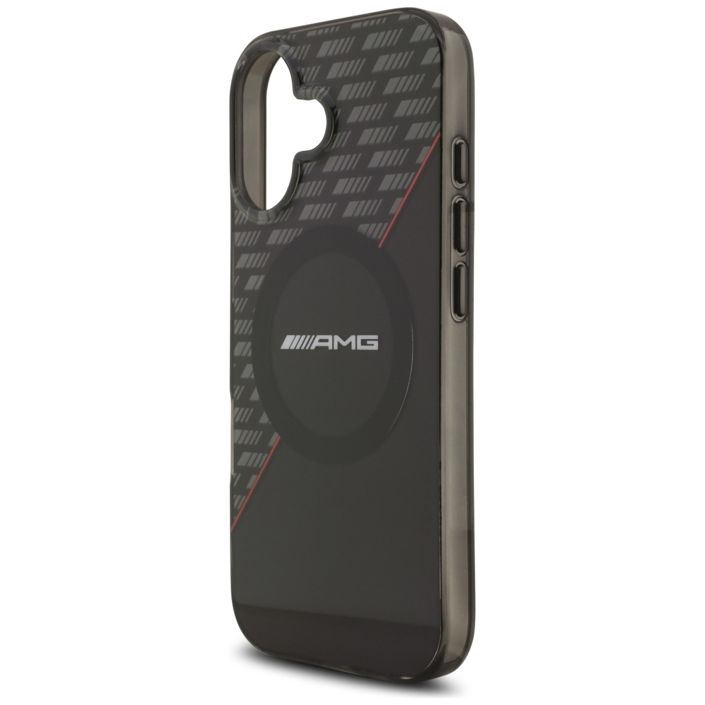 AMG Double Layer Transparent Rhombs MagSafe Case for iPhone 17 - Black and Redeng