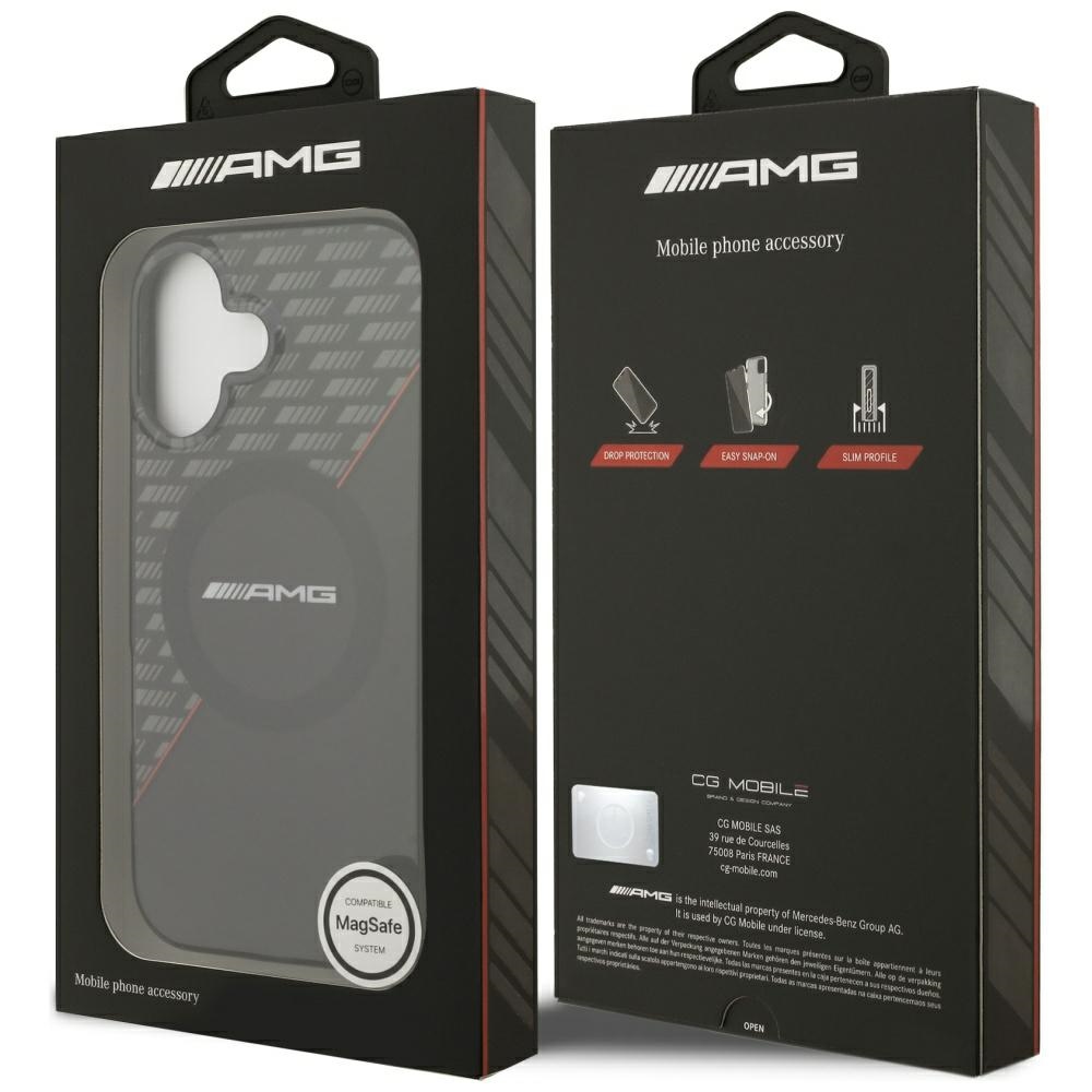 AMG Double Layer Transparent Rhombs MagSafe Case for iPhone 17 - Black and Redeng