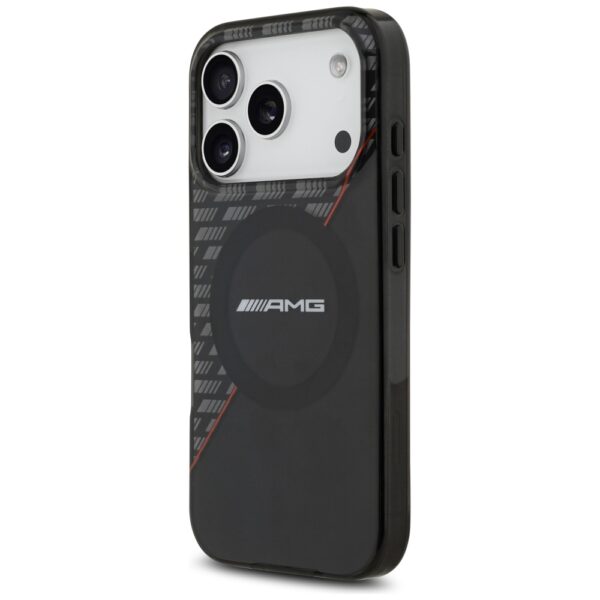 AMG Double Layer Transparent Rhombs MagSafe Case for iPhone 17 Pro - Black and Redeng