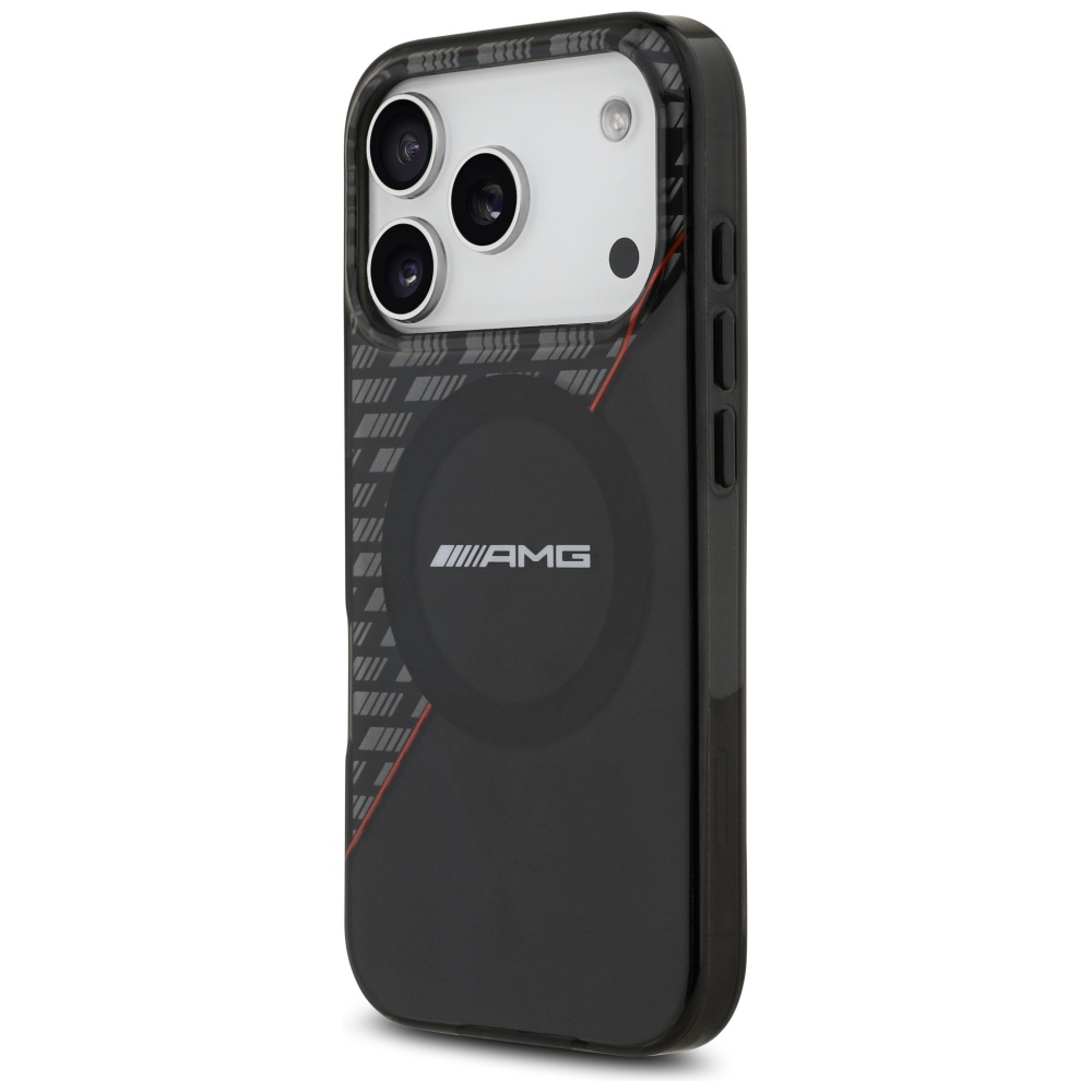 AMG Double Layer Transparent Rhombs MagSafe Case for iPhone 17 Pro - Black and Redeng