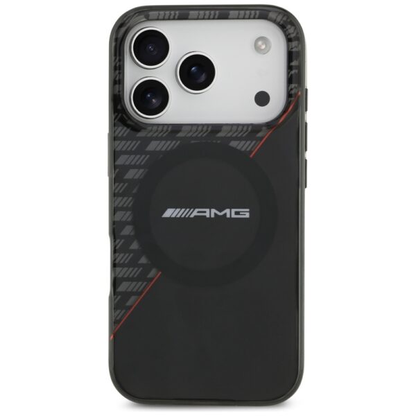 AMG Double Layer Transparent Rhombs MagSafe Case for iPhone 17 Pro - Black and Redeng