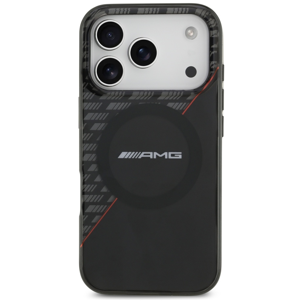 AMG Double Layer Transparent Rhombs MagSafe Case for iPhone 17 Pro - Black and Redeng