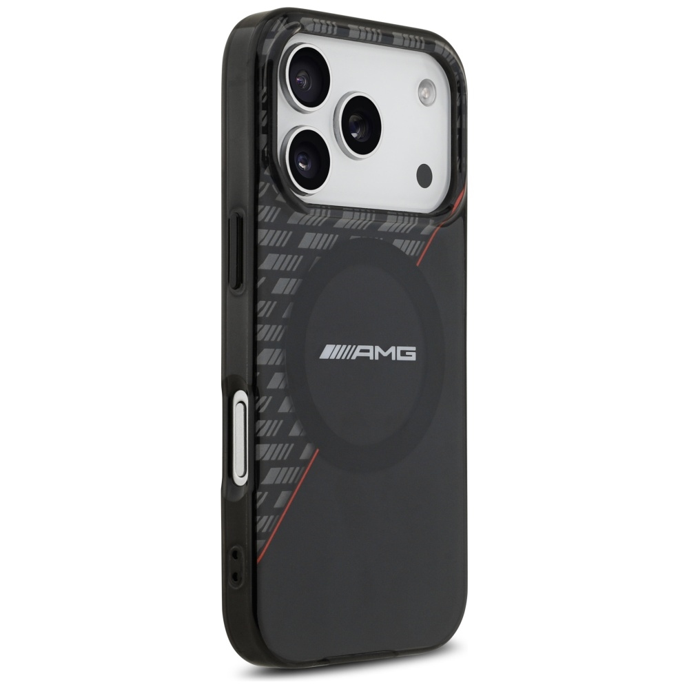 AMG Double Layer Transparent Rhombs MagSafe Case for iPhone 17 Pro - Black and Redeng