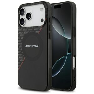 AMG Double Layer Transparent Rhombs MagSafe Case for iPhone 17 Pro Max - Black and Redeng